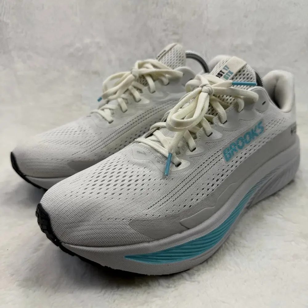 Brooks Ghost 17 GTX Womens Waterproof Running Shoes White Teal Blue Size 12